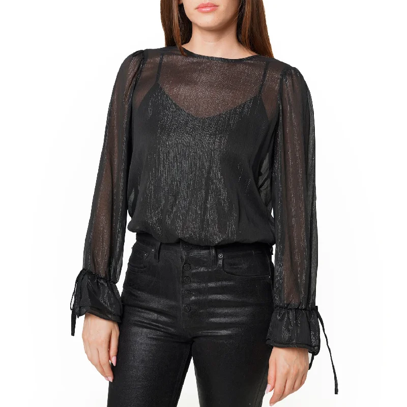 Women's Elegant Clothing Sets Lurex Yoryu Split Back Bodysuit In Black