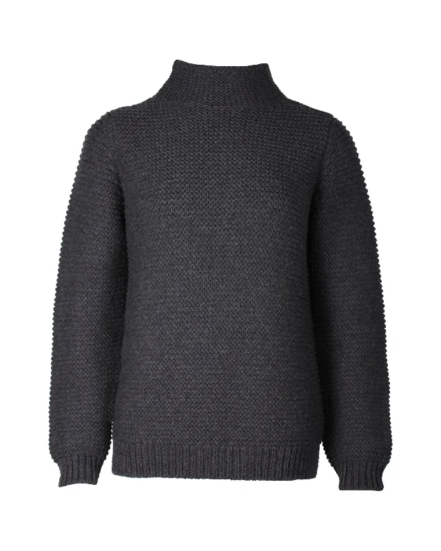 Women's Clothes And Garments A.P.C. Chunky Knit Turtleneck Sweater in Charcoal Merino Wool