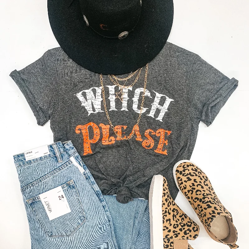 Women's Apparel And Garments Last Chance Size Small & XL | Witch Please Short Sleeve Graphic Tee in Heather Grey