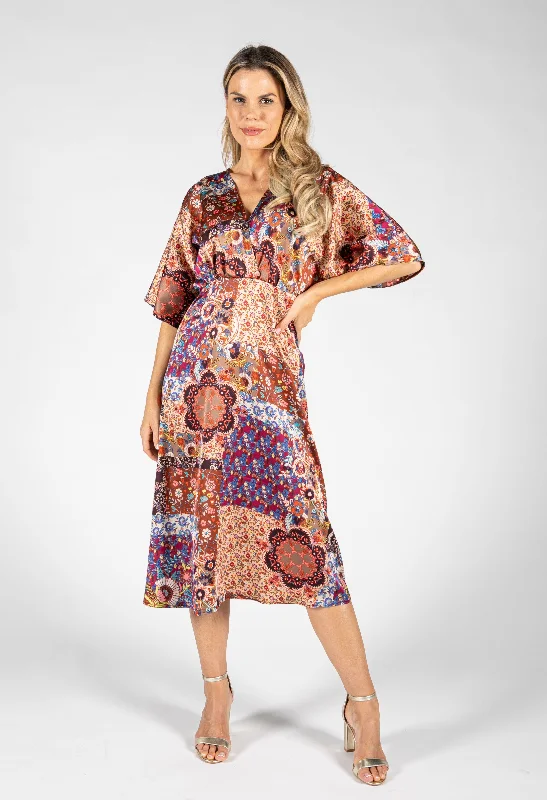 Modern Women's Outfit Paisley Pop Midi Dress