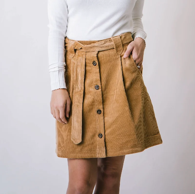 Women's Stylish Professional Apparel Corduroy Button Front Skirt