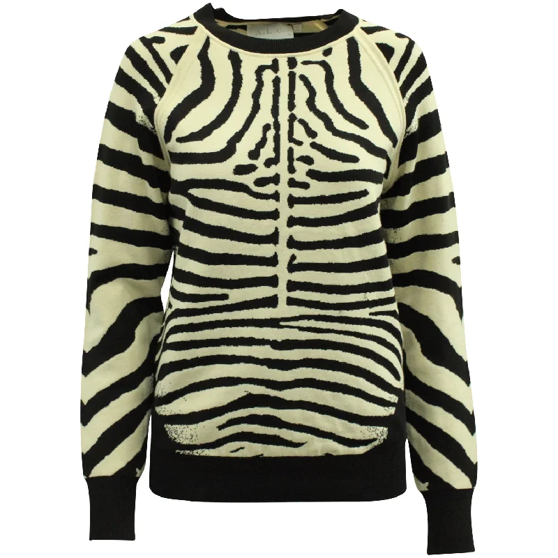 Women's Apparel And Garments A.L.C. Rizzou Zebra Print Knit Sweater in Multicolor Rayon