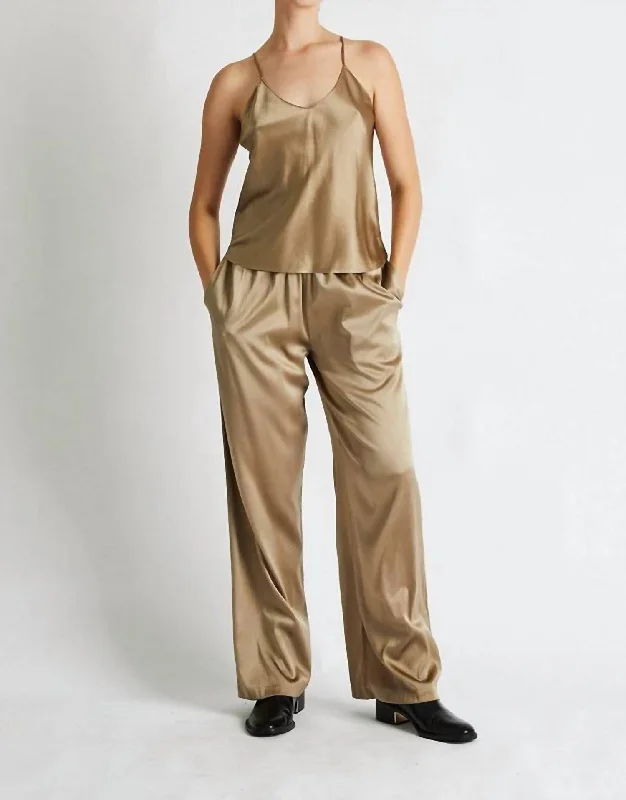 Vintage-Inspired Garments Silk Top Cami In Caramel