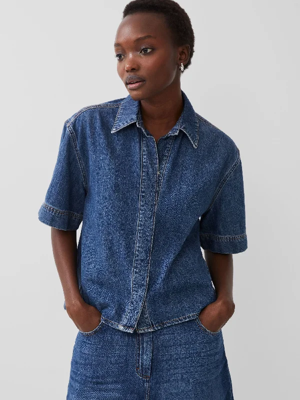 Women's Athletic Garments Finley Denim Short Sleeve Shirt