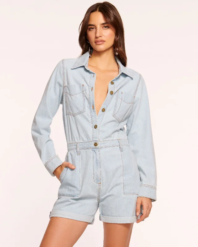 Women's Comfortable Lounge Outfit Lavinia Relaxed Denim Romper