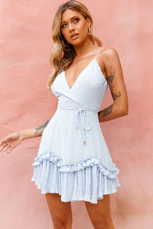 Women's Professional Garments Erica Cami Strap Accordion Pleat Dress Hail Spot Baby Blue