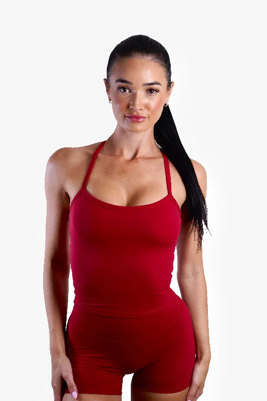 Women's Luxury Attire SLEEK TANK TOP - DARK RED