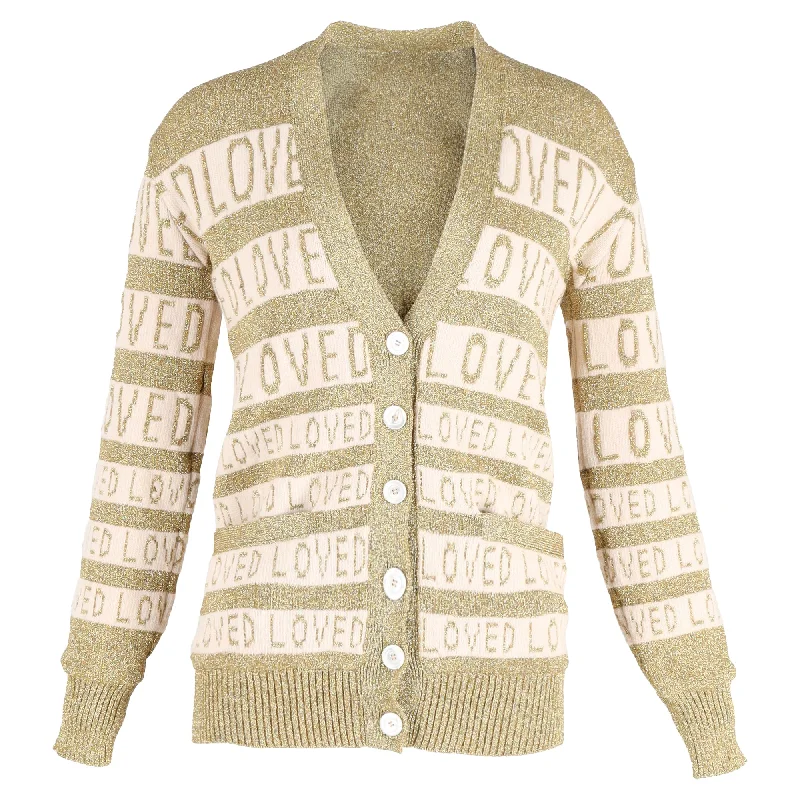 Women's Attire Gucci Loved Oversized Lurex Cardigan in Gold Wool