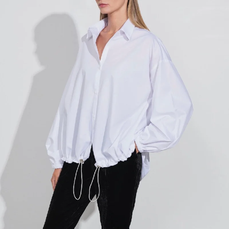Women's Layered Outfit Cotton Blend Long Sleeve Blouse, White