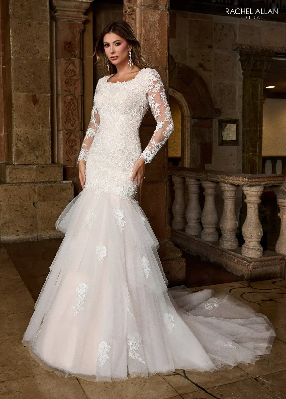 Women's Everyday Attire Rachel Allan RB7005 Fitted Long Lace Mermaid Wedding Dress