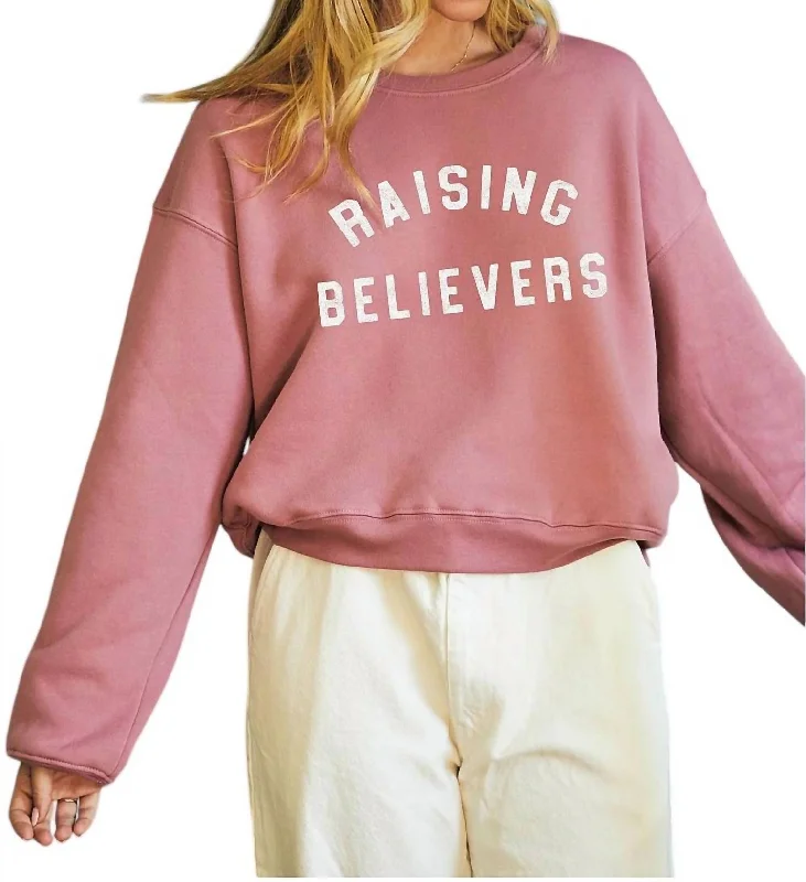 Sustainable Women's Apparel Raising Ballers Graphic Sweatshirt In Mauve