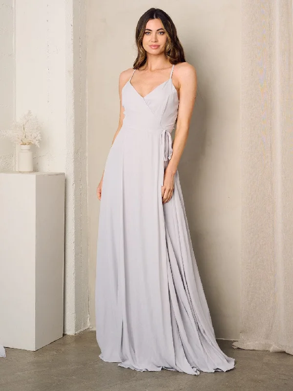Women's Chic Outerwear Attire WOMEN'S SLEEVELESS SURPLICE SELF TIE MAXI DRESS