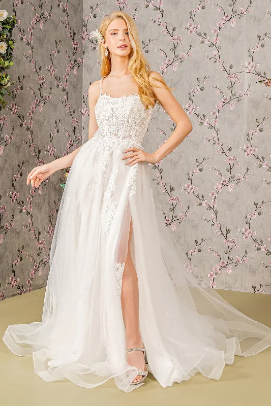 Women's Wedding Apparel Long Beaded A Line Wedding Gown