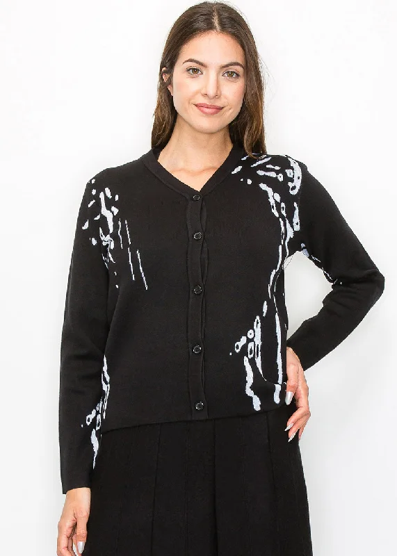 Comfortable Women's Clothing Abstract Pattern Button-Up Cardigan