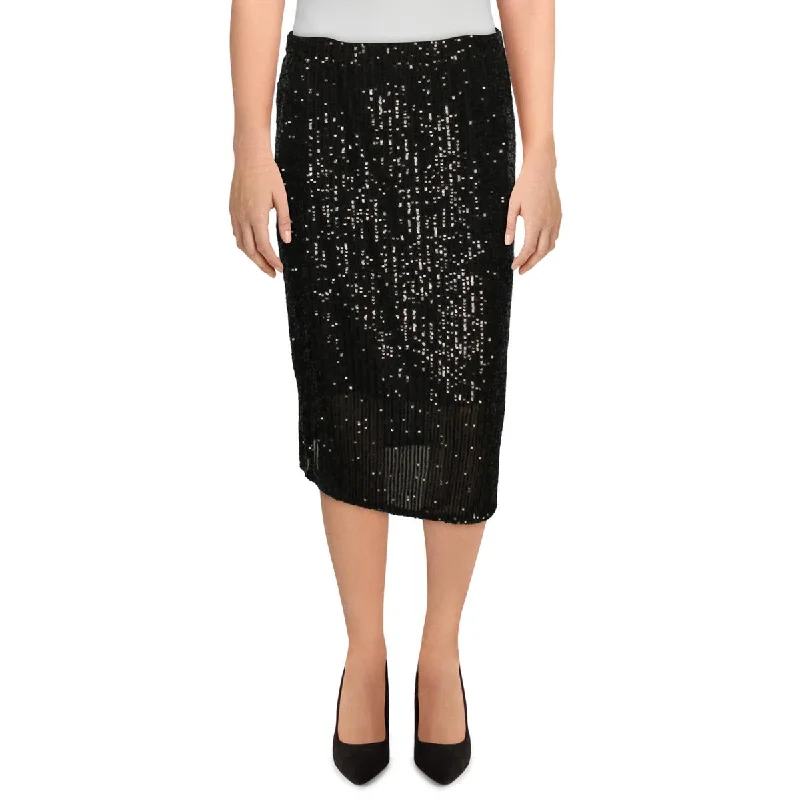 Women's Chic Outerwear Garments Womens Sheer Sequined Maxi Skirt