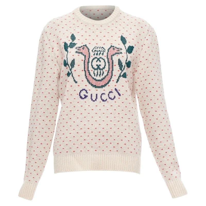 Affordable Women's Attire Gucci wool fairisle Crest logo intarsia sweater top