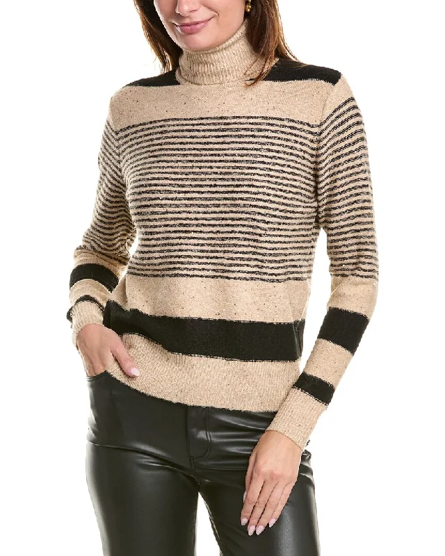 Comfortable Women's Clothing YAL New York Stripe Turtleneck Sweater