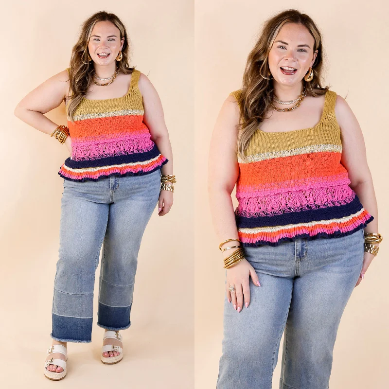 Women's Casual Attire Comfy and Carefree Knit Tank Top in Multicolor