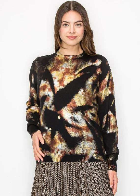 Women's Seasonal Garments Golden Haze Abstract Knit Sweater