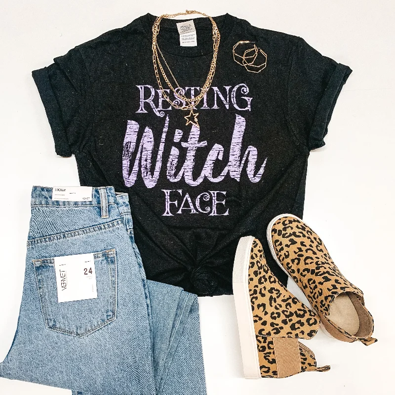 Women's Plus-Size Garments Last Chance Size Small & Medium | Resting Witch Face Short Sleeve Graphic Tee in Black