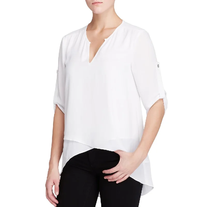 Women's Athletic Outfit Womens Sheer V-Neck Blouse