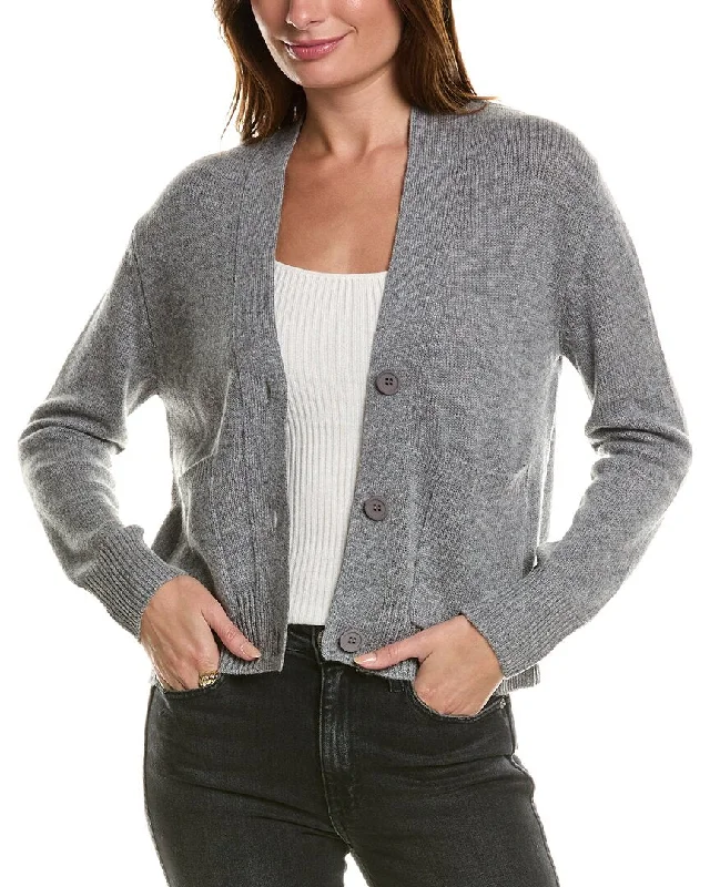 Women's Outdoor Attire Forte Cashmere Pocket V-Neck Wool & Cashmere-Blend Cardigan