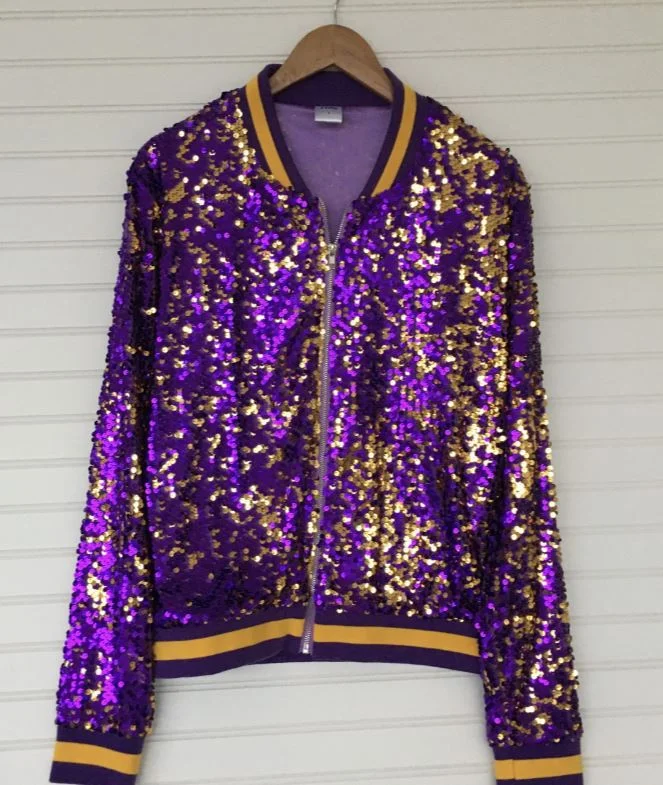 Women's Classic Attire SEQUIN JACKET PURPLE AND GOLD