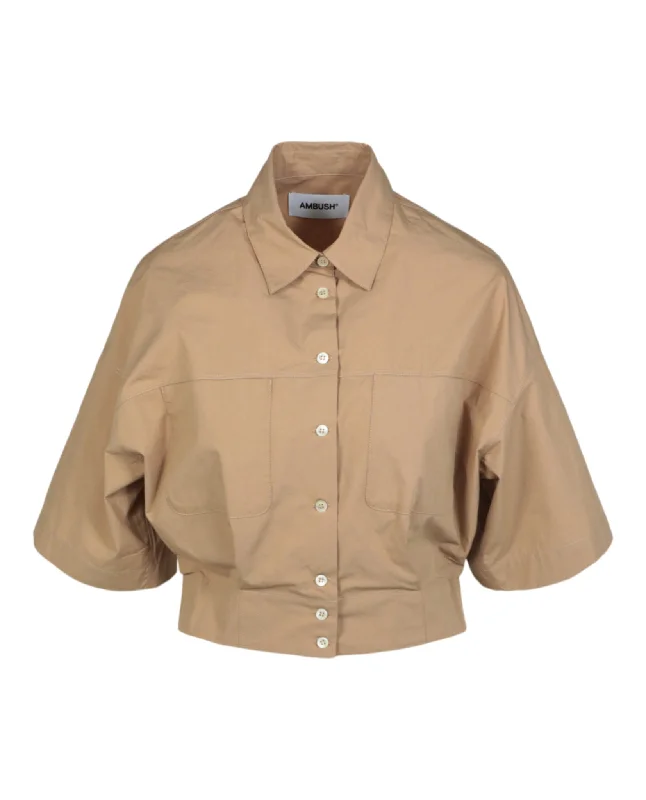 Women's Clothes And Garments Short Sleeve Cropped Shirt