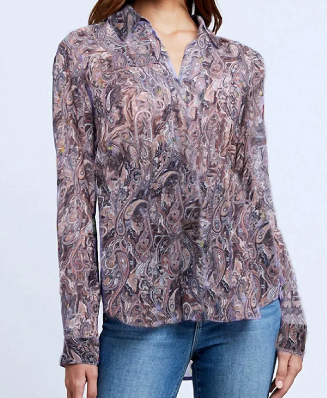 Women's Luxury Attire Laurent Blouse In Brown Multi Neutral Paisley