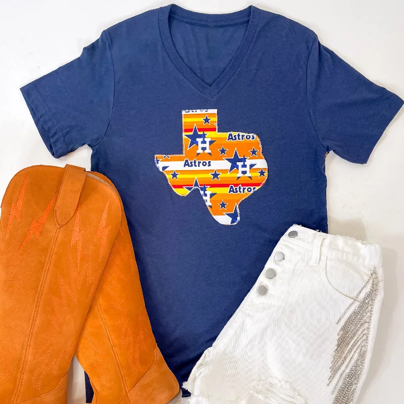 Women's Holiday Apparel Astros Game Day | Throwback Texas Short Sleeve Tee in Blue