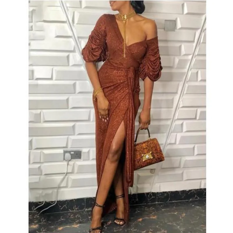 Affordable Women's Attire FashionSierra - High slit long wrap dress