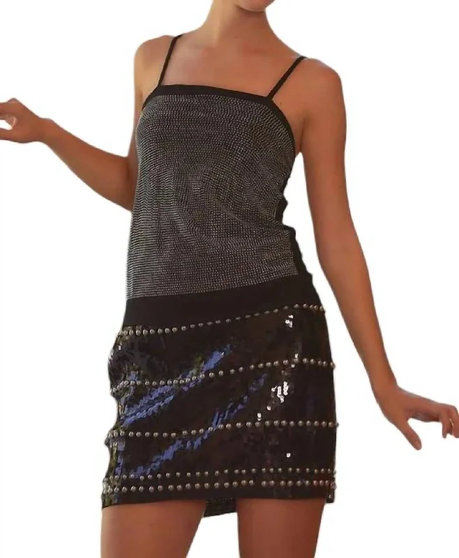 Women's Fashion-Forward Apparel Sparkle Rhinestone Cami Top In Black