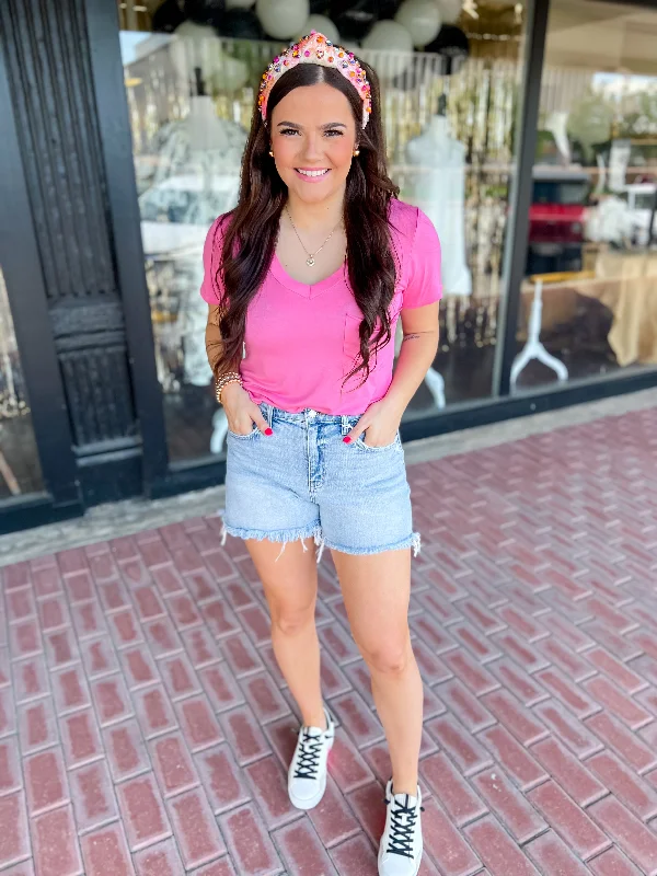 Women's Weekend Outfit The Rhea Pocket Tee-Bubblegum