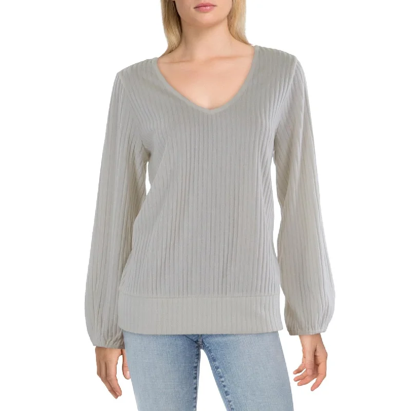 Women's Outerwear Apparel Womens Ribbed Double V Blouse