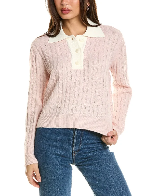 Women's Vacation Attire Design History Cable Polo Sweater