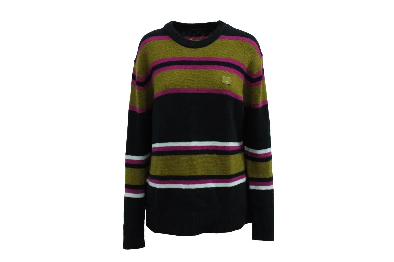 Women's Vintage-Inspired Outfit Acne Studios Nima Striped Knit Sweater in Multicolor Wool