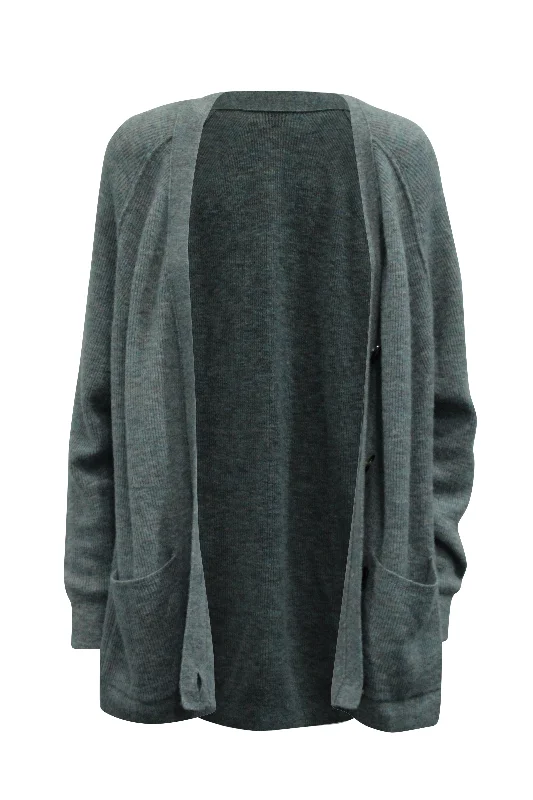 Women's Attire Acne Studios Kianne Ribbed Cardigan in Grey Alpaca