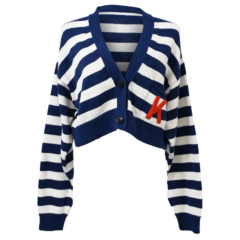 Women's Transitional Attire Kenzo K-Patch Stripe Cropped Cardigan in Multicolor Cotton