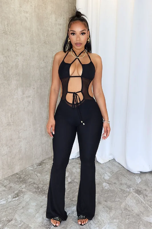 Women's Sports Apparel Take Me There Mesh Flare Jumpsuit