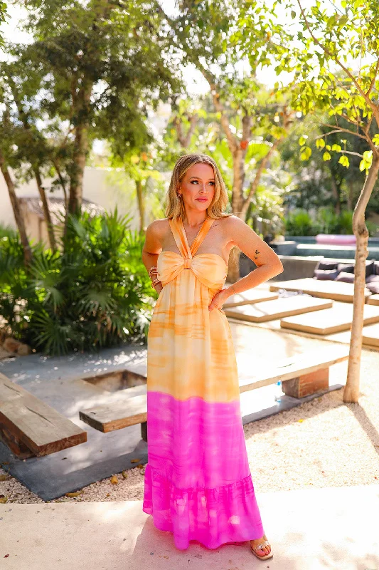 Women's Activewear Attire Charlotte Halter Maxi Dress - Crush