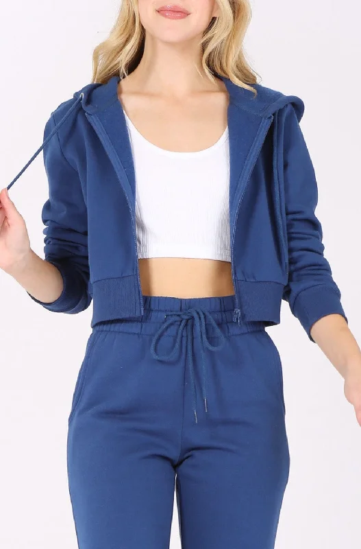 Fashion-Forward Women's Clothing Cropped Zip Up Hoodie