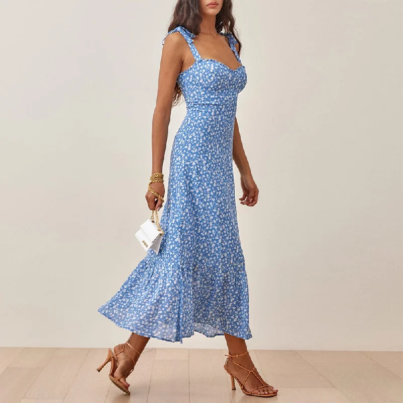 Women's Clothes For Outdoor Events FashionSierra - Elegant Ruffle Hem Floral Chiffon Midi Dress Neck Strap Tie Sexy Slip Dress Women's Clothes For Outdoor Events FashionSierra - Elegant Ruffle Hem Floral Chiffon Midi Dress Neck Strap Tie Sexy Slip Dress