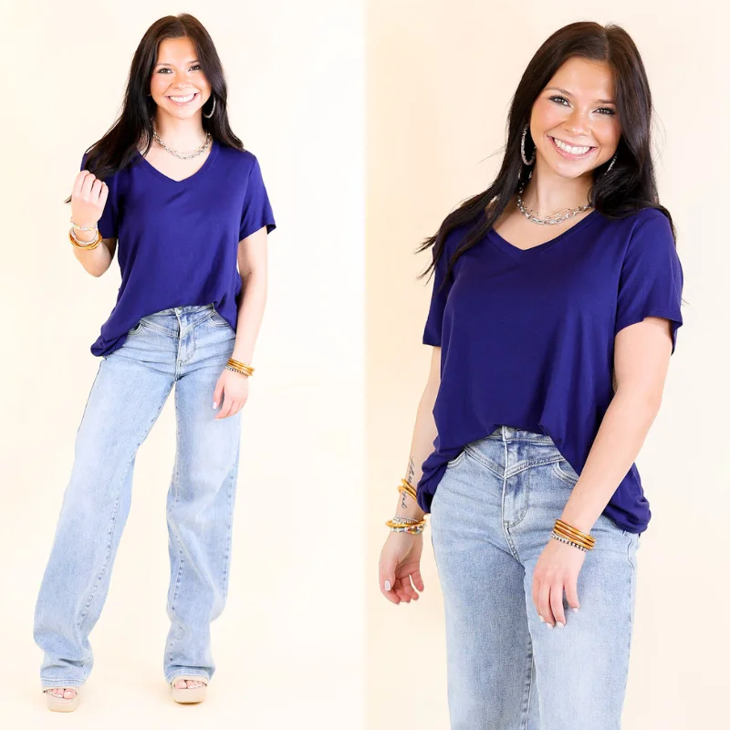 Timeless Women's Garments Last Chance Size Small | It's That Simple Solid V Neck Tee in Navy Blue Timeless Women's Garments Last Chance Size Small | It's That Simple Solid V Neck Tee in Navy Blue