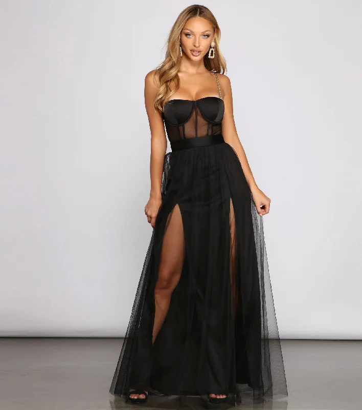 Women's Trendy Outfit Cintra Mesh Tulle Bustier Gown