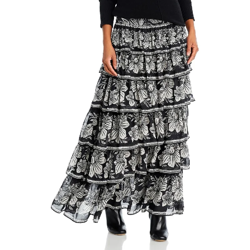 Women's Comfortable Lounge Garments Womens Aymmetrical Tiered Asymmetrical Skirt