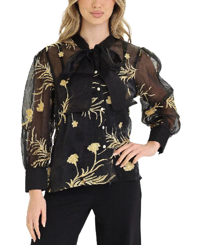 Women's Trendy Garments Chiffon Blouse w/ Embroidery