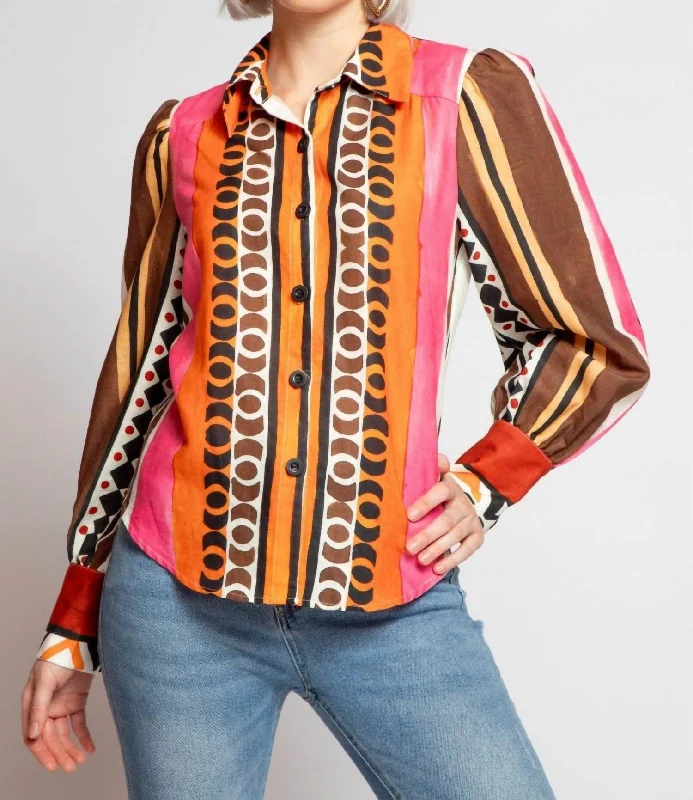 Stylish Women's Outerwear Apparel Lorca Blouse In Tulum Stripe