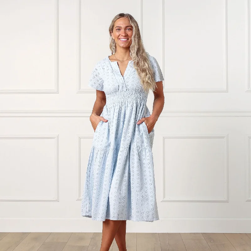 Women's Evening Outfit Tiered Organic Eyelet Dress