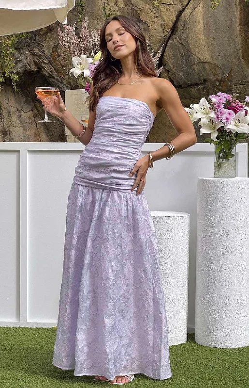 Comfortable Outfit For Women Sinclair Lilac Strapless Maxi Dress