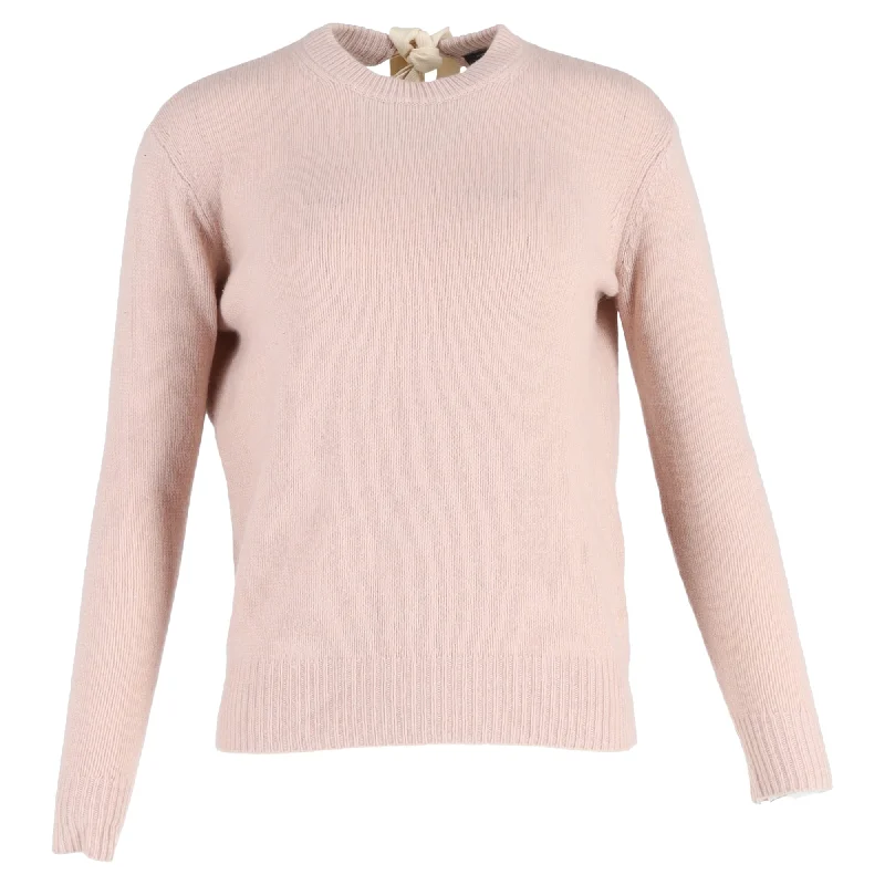 Women's High-Fashion Attire Joseph Tie Back Crew Neck Sweater in Pink Cashmere